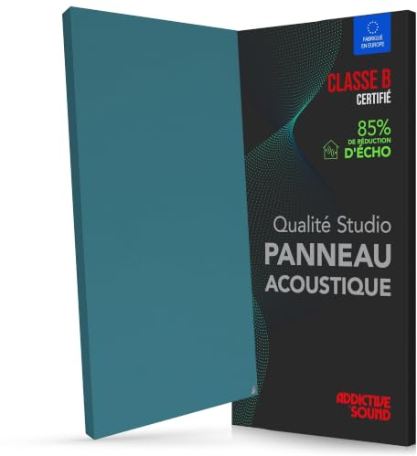 Addictive Sound Panneau Acoustique Mural Premium 100x50x6 cm, Vert de mer | Classe B · laine Isover · kit mur/plafond inclus