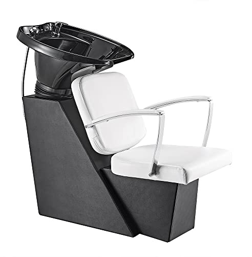 Panana Barber Backwash Chair - ABS Plastic Salon Shampoo Bowl Sink Chair with Basin (White)