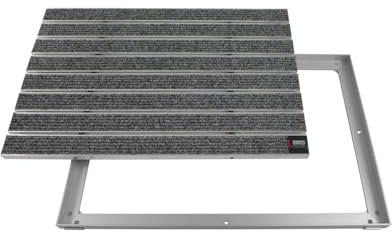 EMCO Eingangsmatte DIPLOMAT Large Rips hellgrau 22mm + ALU Rahmen Fußmatte Schmutzfangmatte Fußabtreter Antirutschmatte, Größe:60x40cm