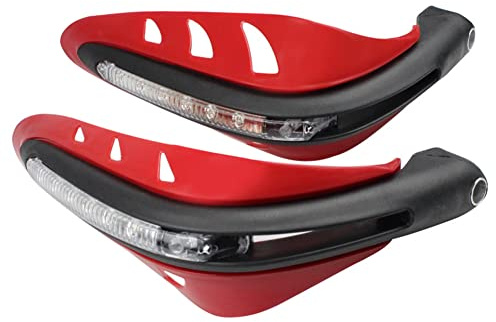 Motorrad Handschützer Universal, Asudaro Paar Motorrad Handprotektoren Nachruestsatz Handschuetzer Protektor Handschutz 22mm 7/8 Motorradhandschutz mit LED Licht Motorrad Handguards,rot