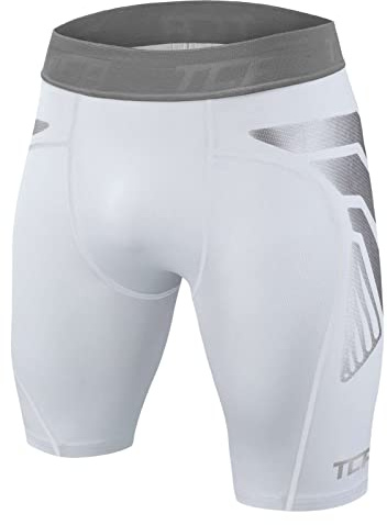 TCA Boys' CarbonForce Pro Compression Base Layer Shorts – Youth Thermal Under Gear for Sports, Football, PE & Training - Pro White, 12-14 Years