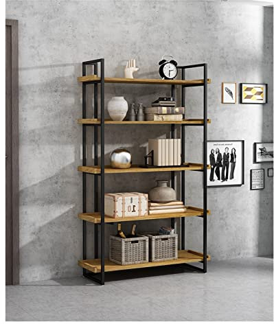 KIRANDY Einfaches Schlafzimmer-Lagerregal im Industriestil, raumhohes Wohnzimmer Massivholz mehrschichtiges kreatives Bücherregal (Color : 86x11x64in 5 Layers)