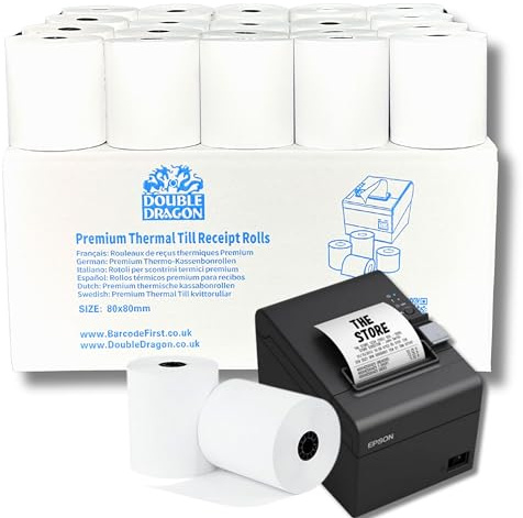 Double Dragon Thermal Paper Till 60 Rolls, 80 mm x 80 mm Size