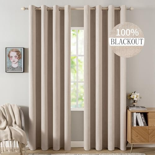 MIULEE Verdunklungsvorhänge mit ösen Gardinen Leinenoptik 2er Set 225 x 140 cm Beige Vorhang Blickdicht mit Ösen Thermovorhang Kälteschutz Vorhänge Wohnzimmer Schlafzimmer Wärmeisolierend