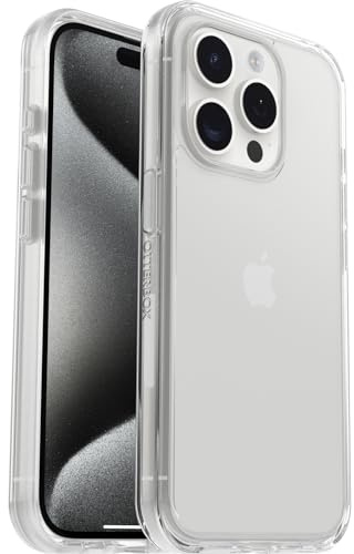 OtterBox Symmetry Clear skal för iPhone 15 Pro, stöttåligt, fallsäkert, skyddande tunt skal, testad till militärstandard x3, Klar