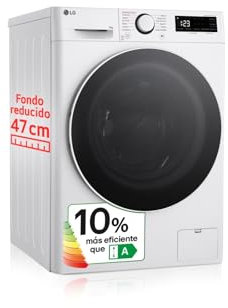LG F2WR5S09A0W - Lavadora Inteligente, 9kg, AI Direct Drive, 1200rpm, Carga Frontal, Algodón Turbo, Vapor Steam, Fondo Reducido, Clasificación A, Serie 500 Slim, Blanco