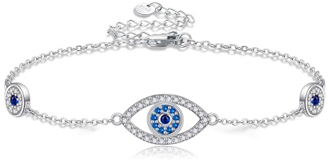 DAYLINLOVE Bracelet for Women 925 Sterling Silver Evil Eye/Claddagh/Hummingbird/Angel Wings/Tulip Flower Bracelet Adjustable Friendship Jewelry Gifts for Women Girls