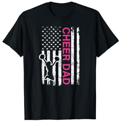 Cheer Dad Flag Pink Cheerleading T-Shirt