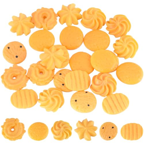 SUNNYCLUE 48PCS 6 STYLES Artificial Cookies Simulation Dessert Fake Mini Food Biscuits Realistic Pastries Resin 3d Cute Kawaii Model for jewellery Making Scrapbooking Embellishments Home Kitchen Decor