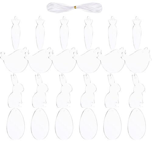 ifundom 24 Stück Acryl-Osterornamente Zum Selbermachen Basteln Ostereier-Anhänger Verzierungen Für -Partygeschenke