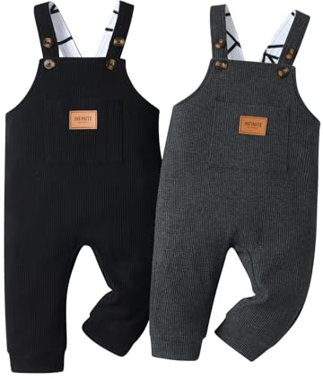 Zoputey Toddler Baby Boys Girls Suspender Pants Dungarees One Piece Jumpsuit Pack of 2