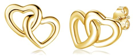 Loutade Pendientes de plata de ley 925 con forma de corazón, hipoalergénicos, para cartílago, con forma de corazón, pequeños, chapados en plata, Plata de ley