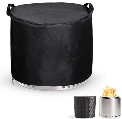 SheeChung Fire Pit Cover Round for 18D x 15H,Outdoor Fire Pit Round Cover,Waterproof 600D Polyester Cover,Anti-UV&Tear Resistant-Fits for Tabletop Firepit Outdoor Side Table Small Wicker Table