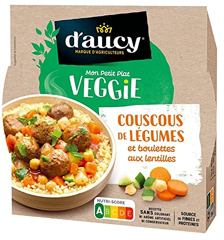 Délice du Maroc : Couscous aux Boulettes de Légumes, Prêt en 2 Min, Format 320g | D'Aucy - Idéal au Micro-Ondes | Plat Préparé en Conserve - Le Lot De 4