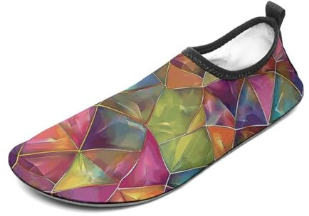 Wasserschuhe für Damen und Herren, schnelltrocknende Aquasocken, Schwimmbad, Barfußschuhe, buntes Dreiecksmuster, Strandschuhe, Stil Nr. 4, 38/39 EU