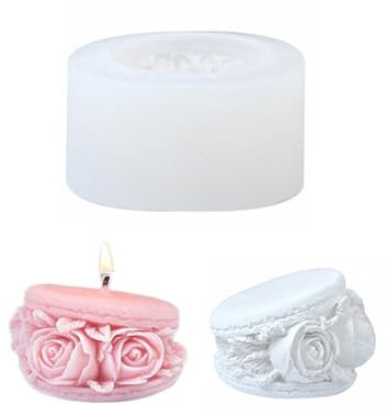 Xidmold Moule à bougie en silicone rose macaron 3D pour fondant, chocolat, bonbons, bougies en cire de soja, savon, plâtre, résine époxy, artisanat