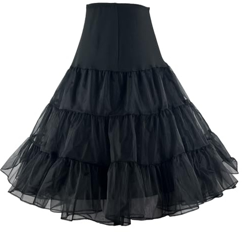 RULTA Women's 50s Vintage Petticoat 26 Crinoline Rockabilly Tutu Skirt Slip S-L… (US,X-Large, Black)