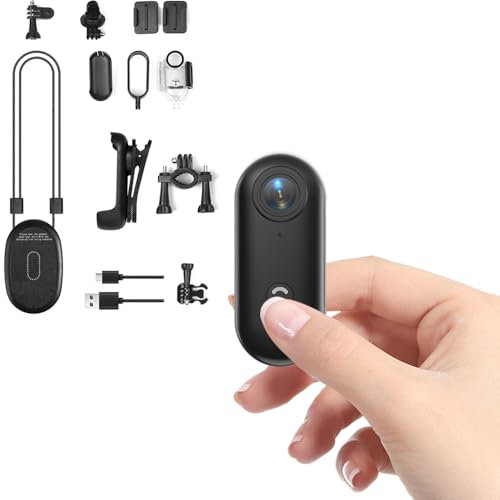 Mini Thumb Action Camera 120° Wide Angle Lens 1080P Body Camera with Magnetic Lanyard Back Clip, 360° Clip, Hands-Free POV Camcorder with Mounting Accessories for Cycling, Motorcycle, Pet Walking