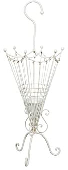 Biscottini Porte-parapluie en fer forgé L32xPR32xH83 - Porte-parapluie anti-goutte - Porte-parapluie pratique pour l'extérieur et l'intérieur vintage Blanc - Porte-parapluie avec bac