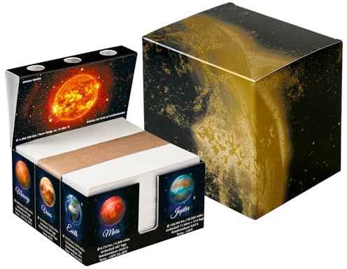 PrintCollect Zettelbox „SOLAR aus stabil verklebtem Hartkarton, Notizzettel aus Kräftigem Papier (1er-Set im Geschenkkarton)