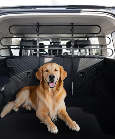 VEVOR Barrière de Séparation de Voiture pour Animal Universelle, Grille Pare-Chien Réglable, en Tube Métallique Solide, Facile à Installer, pour Animaux de Compagnie, Petits SUV, Camions et Véhicules