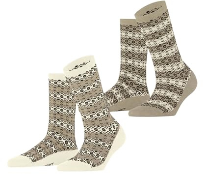 ESPRIT Scandinavian Multipack W So algodón estampados 2 pares, Calcetines Mujer, Beis Wool White 0010, 39-42