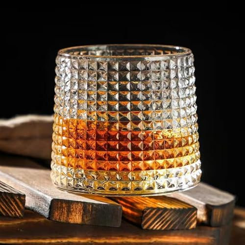 NIYATA Whiskey Gläser Kristallglas,Gin Gläser Kristallglas,160ML Whisky Gläser,360 Graders Vridbara,7.3x6.8cm,Kristallglas Karaffe Whiskey,für Bars,Wohnungen,KTV