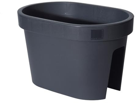 Decor Space Vaso balconiera, fioriera da balcone rettangolare per ringhiera in resina da esterno per fiori e piante (Antracite, 40 cm)