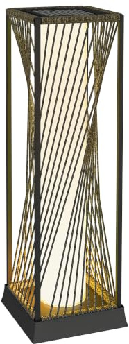 Outsunny Solar Stehlampe Rattan mit Lichtsensor 25 LEDs im Boho-Stil | IP44 Spritzwassergeschützt, Solarleuchte Solarlampe Outdoor Lampe, Akku Solarlaterne, für Garten Balkon Außen Rasen Hof