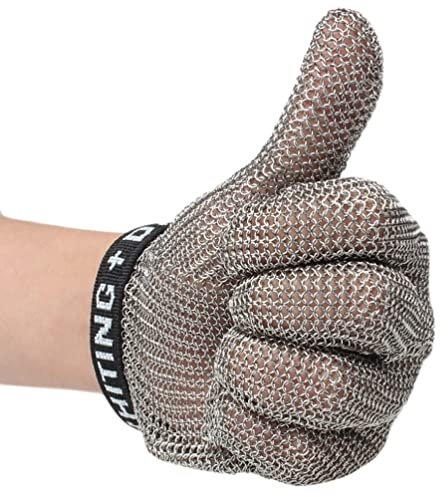 Gants Résistants Aux Coupures, Gants en métal résistants aux coupures, Gants de Protection en chaîne en Acier Inoxydable pour Le Jardin et la Cuisine, Gants de Travail de sécurité faciles à Nettoyer