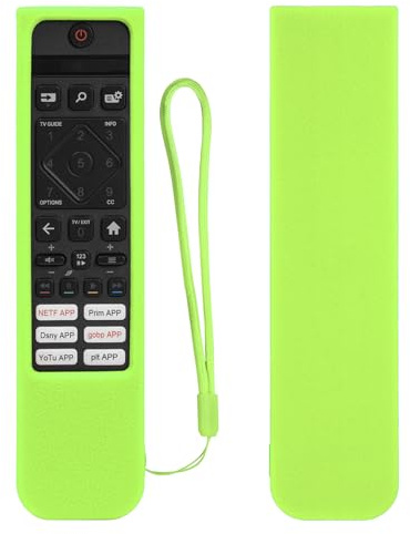 Funda Protectora de Silicona para Philips TV 50PUS7009/12 43PUS7009/05, Funda de Mando a Distancia Compatible con Philips SRC-3215-01 SRC-3216-12 Remote, Duradera - Verde, Brillan en la Oscuridad