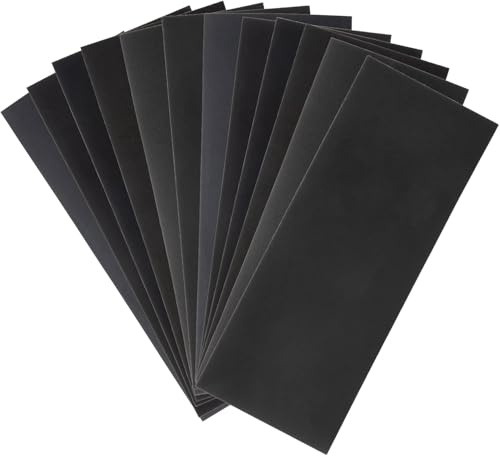 12 Pieces Wet and Dry Sandpaper, 120 150 180 240 320 from 3000 High Grit Sandpaper, 22.86x9.14cm Fine Abrasive Paper,for Automotive Car Furniture Polishing (400 600 800 1000 1200 1500 High Grit)