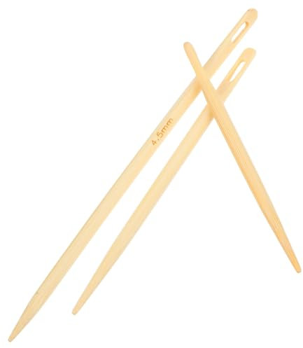 UTHCLO 3 Piezas Aguja De Bambú De Ojo Grande Para Tejer Mano Herramientas De Tejer Aguja De Madera Circulares Para Crochet Para Manualidades y Proyectos De Lana