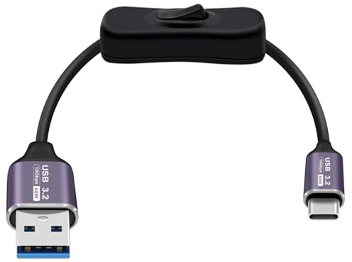 HuaLiSiJi Cable USB A Tipo C 3.2 Gen 2 con Interruptor 3A 60W Cable Cable USB A Tipo C Carga Rapida ﻿y Datos 10Gbps para Tabletas, Computadoras Portátiles, SSD (Negro, 0.5 m)
