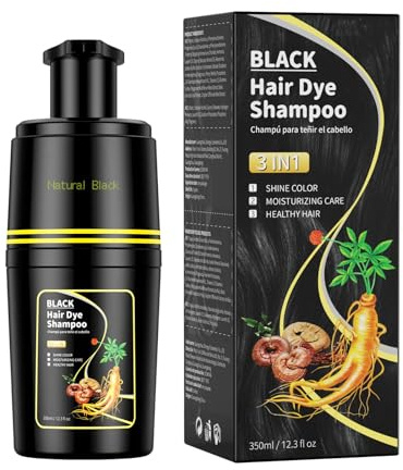 Hair Dye Shampoo - Schwarzes Haarfärbeshampoo für Graues Haar Sofort 3 in 1 Haarfarbe Shampoo für Männer und Frauen - 350ml