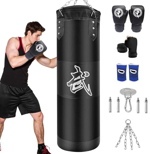 IKIJM Saco Boxeo Colgante Adultos: Gimnasia MMA Tren No Lleno Boxing Bag (Negro)