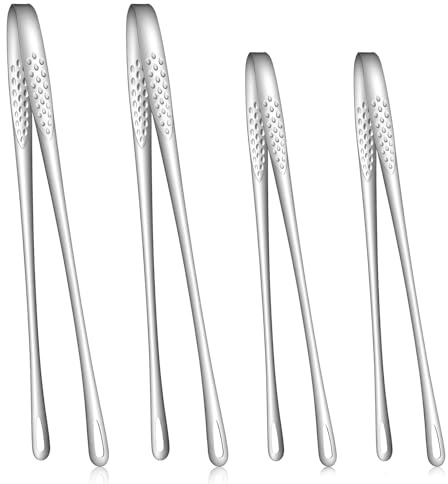 Grill Tongs Korean BBQ Cooking Tongs 4 Pack Stainless Steel Kitchen Tweezers Multi-Purpose Barbecue Tong Portable Clamp Tool Kitchenware for Outdoor Home Buffet Salad Steak 9 and 11
