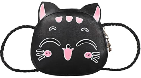 Garneck Mädchen Münzbeutel Umhängetasche Pu Leder Cartoon Katze Kleine Schultertasche für Reisen und Einkaufen