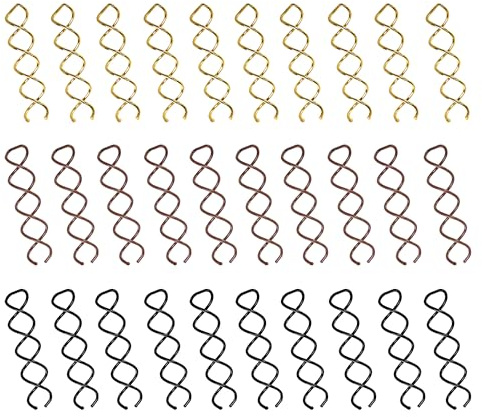 30 Pcs Spiral Hair Pins, 3 Colors Spin Pins for Hair, Alloy Spiral Bobby Pins, Bun Twist Spiral Hair Pins with Non-scratch Rounded Tips for Women (2.36 Inches)