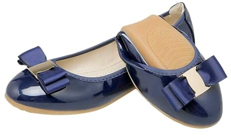 Ballerine Pieghevoli da Donna Scarpe da Donna Ballerine Pieghevoli Pelle Verniciata PU Primavera Estate Basse Mocassini Moda(2525 Blue,39)