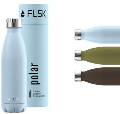 FLSK Trinkflasche – Premium Edelstahl Thermosflasche – 100 % auslaufsicher & kohlensäuregeeignet – hält 24 h kalt & 18 h heiß – BPA-frei (polar, 500 ml)