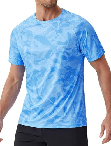 PINSPARK UV Shirt Uomo Rashguard Sport T-Shirt UPF 50+ Maglietta Funzionale Manica Corta Maglietta da Corsa Traspirante Maglietta da Nuoto Leggera Maglietta Fitness Magliette da Nuoto e Surf