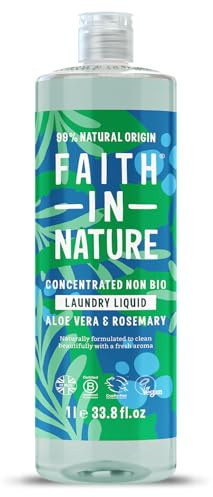 Faith In Nature Natural, Super Concentrated, Laundry Liquid with Aloe Vera and Rosemary Oil, Vegan and Cruelty Free, No SLS, Parabens or Phosphates, 1L Bottle