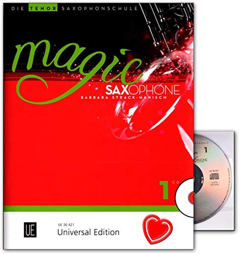 Magic Saxophone Band 1 - spielerische Einstieg für Kinder ab acht Jahren sowie Jugendliche und Erwachsene - Tenorsaxophonschule mit CD und bunter herzförmiger Notenklammer - UE36421-9783702473228