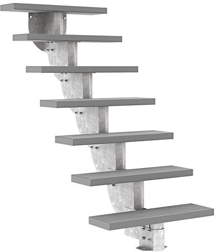 DOLLE Außentreppe Gardenstep 7 Stufen Höhe 129,5-157,5 cm Stufen Trimax® 80cm Grau