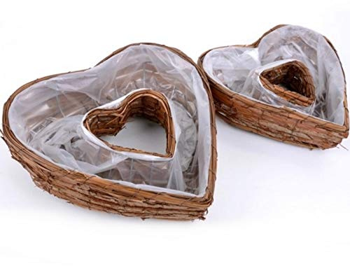 2 Herzen zum bepflanzen, Pflanz Herzen Rinde. 40 cm und 45 cm. 2 Größen, 2 Stück