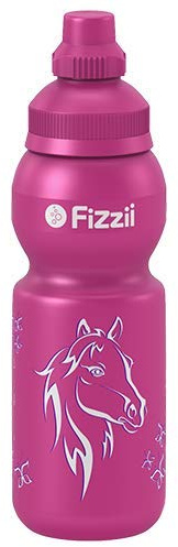 Fizzii Kinder- und Freizeittrinkflasche 330 ml (auslaufsicher bei Kohlensäure, schadstofffrei, spülmaschinenfest, Motiv: Mini Pferd)