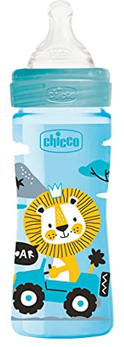 Chicco Benessere Biberon Flusso Medio in Plastica con Tettarella in Silicone, 250 ml, 120 g