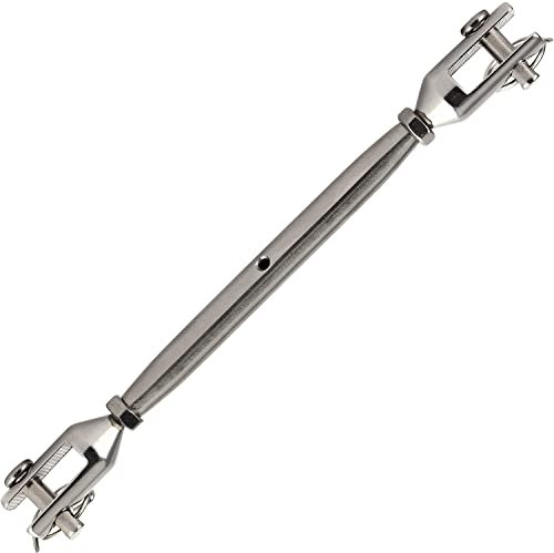 OPIOL QUALITY® Wantenspanner Gabel - Gabel M16 aus Edelstahl A4 V4A (1 Stück) Gedrehte Geschlossen Seilspanner Spannschlos Spanner Spannschlösser Spannschraube