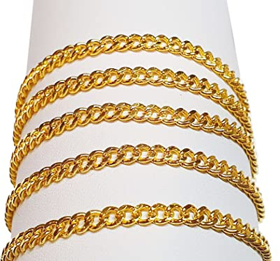 Perlin 3 meter länkkedja, länkkedja, pansarkedja, metallkedja, rund ring, kedja, 3 mm, smyckekedja, metervara för smyckestillverkning av halsband, armband (guld)